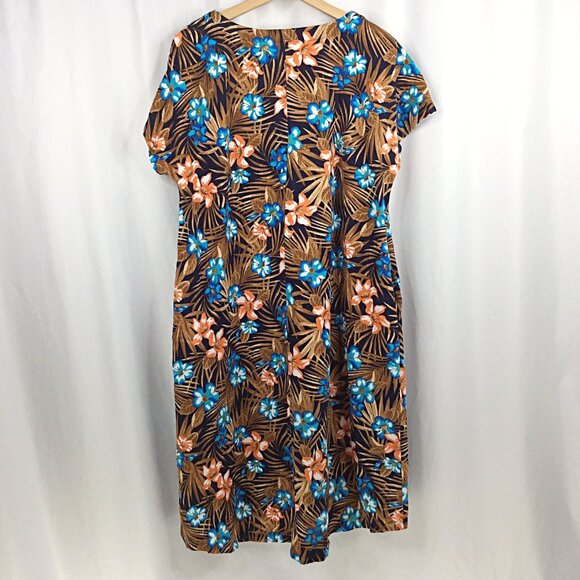 Lands End Dress Womens Size Medium Floral Hawaiian Tropical Hi Low Pockets - Picture 3 of 8